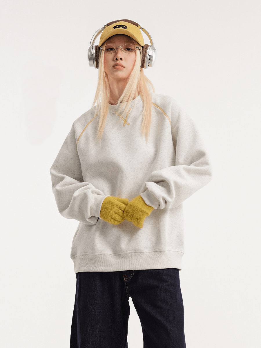 Contrast Stitch Raglan Crewneck Sweatshirt - COPPING THREADS - CATTEE