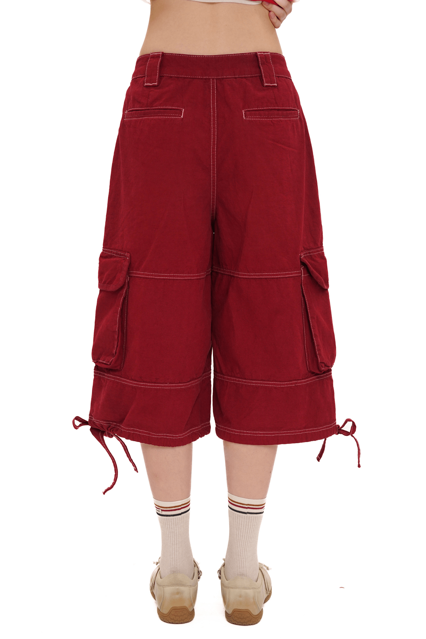 Contrast Stitch Utility Cargo Jorts - COPPING THREADS - MOROMORO