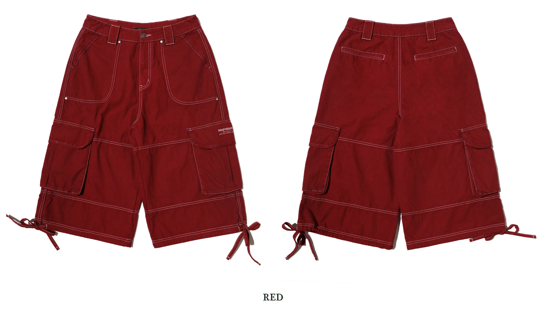 Contrast Stitch Utility Cargo Jorts - COPPING THREADS - MOROMORO