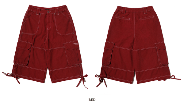 Contrast Stitch Utility Cargo Jorts - COPPING THREADS - MOROMORO