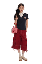 Contrast Stitch Utility Cargo Jorts - COPPING THREADS - MOROMORO