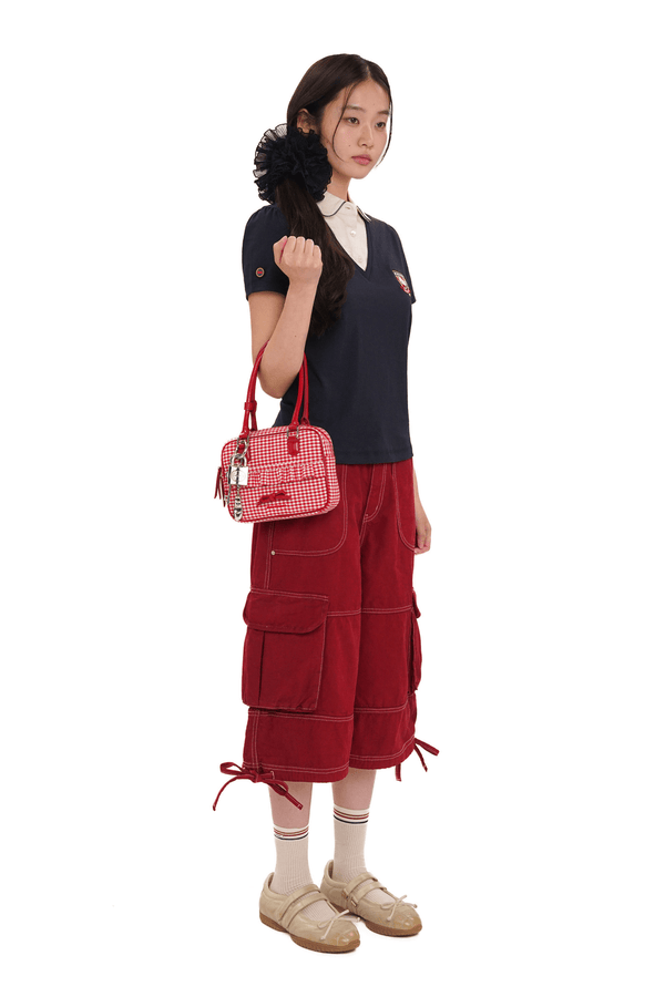 Contrast Stitch Utility Cargo Jorts - COPPING THREADS - MOROMORO