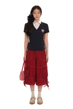 Contrast Stitch Utility Cargo Jorts - COPPING THREADS - MOROMORO