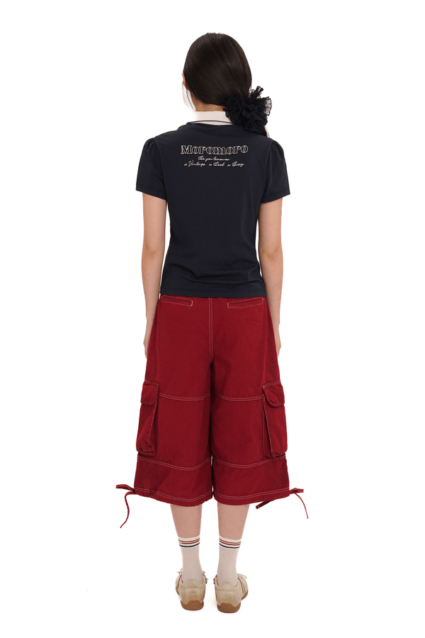Contrast Stitch Utility Cargo Jorts - COPPING THREADS - MOROMORO