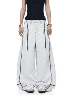 Contrast Stitching Deconstructed Wide - Leg Jeans - COPPING THREADS - CT Select