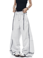 Contrast Stitching Deconstructed Wide - Leg Jeans - COPPING THREADS - CT Select