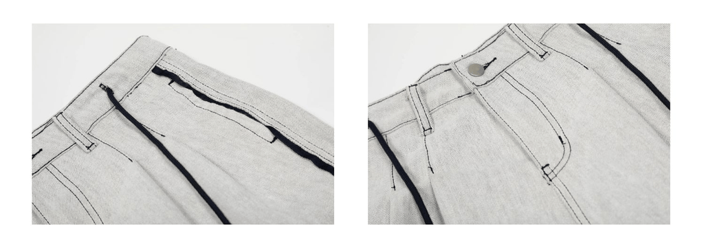 Contrast Stitching Deconstructed Wide - Leg Jeans - COPPING THREADS - CT Select