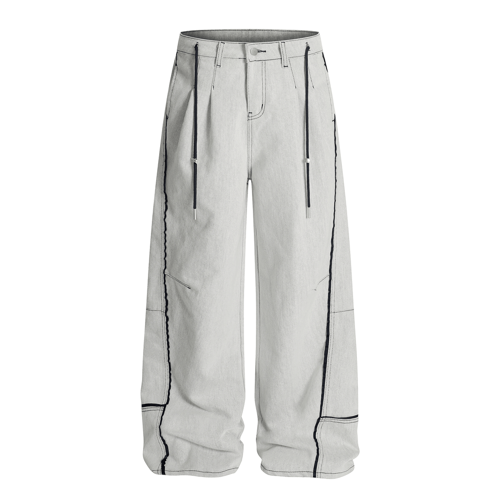 Contrast Stitching Deconstructed Wide - Leg Jeans - COPPING THREADS - CT Select