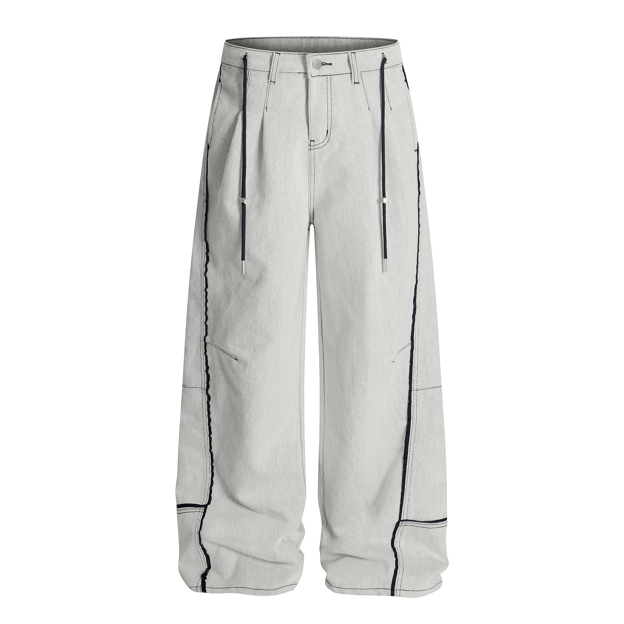 Contrast Stitching Deconstructed Wide - Leg Jeans - COPPING THREADS - CT Select