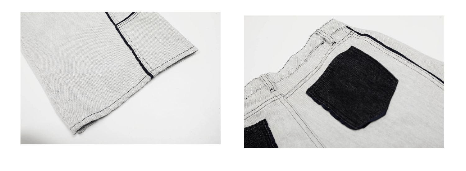 Contrast Stitching Deconstructed Wide - Leg Jeans - COPPING THREADS - CT Select