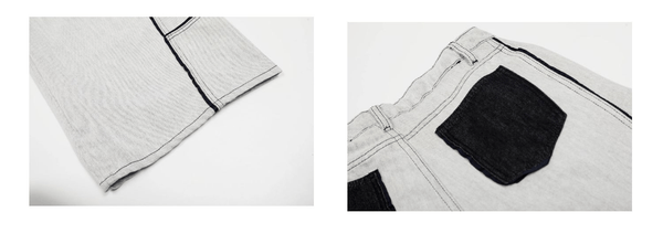 Contrast Stitching Deconstructed Wide - Leg Jeans - COPPING THREADS - CT Select