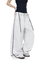 Contrast Stitching Deconstructed Wide - Leg Jeans - COPPING THREADS - CT Select