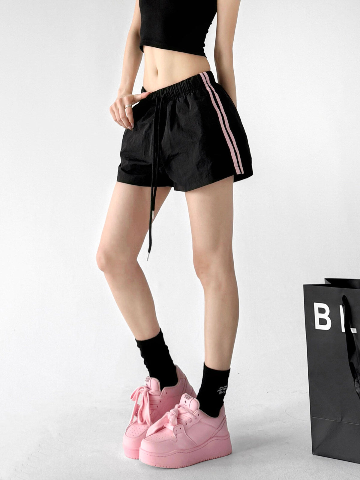 Contrast-Stripe Drawstring Shorts - CT6210 - COPPING THREADS - CT ORIGINALS