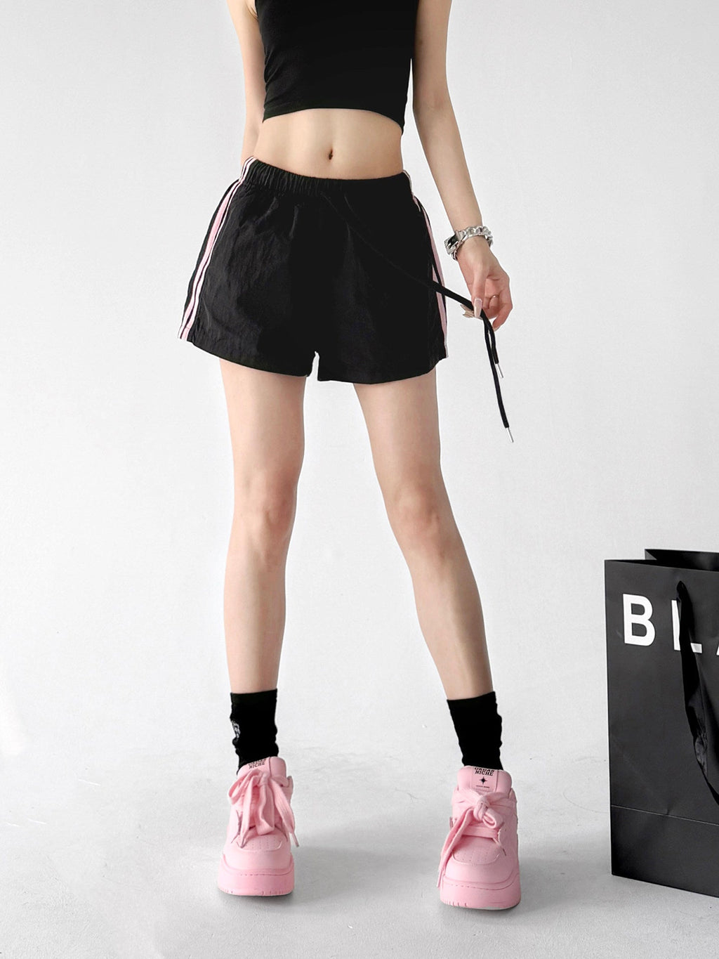 Contrast-Stripe Drawstring Shorts - CT6210 - COPPING THREADS - CT ORIGINALS