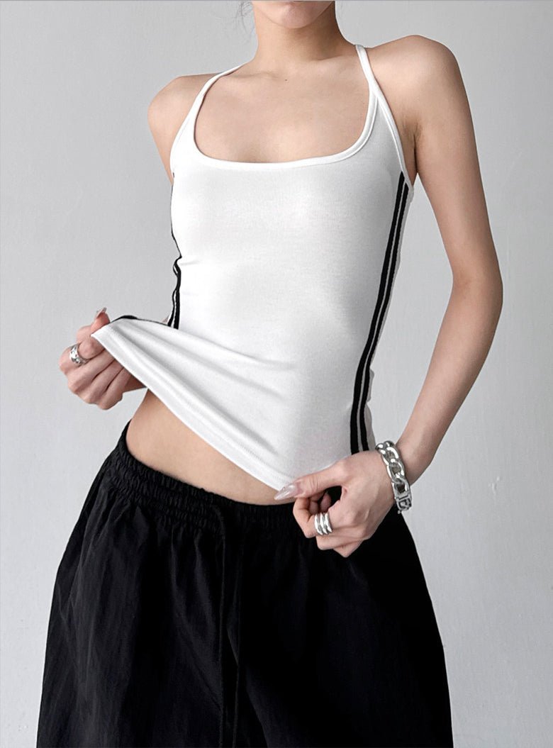 Contrast-Stripe Fitted Tank - CT6644 - COPPING THREADS - CT ORIGINALS