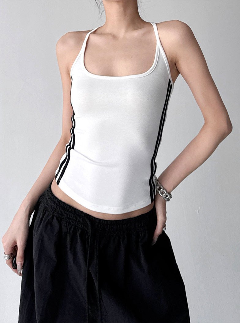 Contrast-Stripe Fitted Tank - CT6644 - COPPING THREADS - CT ORIGINALS