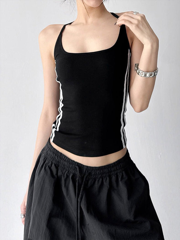 Contrast-Stripe Fitted Tank - CT6644 - COPPING THREADS - CT ORIGINALS