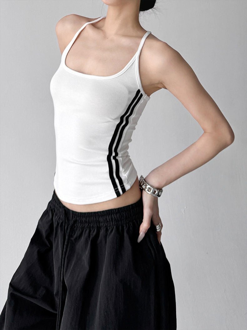 Contrast-Stripe Fitted Tank - CT6644 - COPPING THREADS - CT ORIGINALS