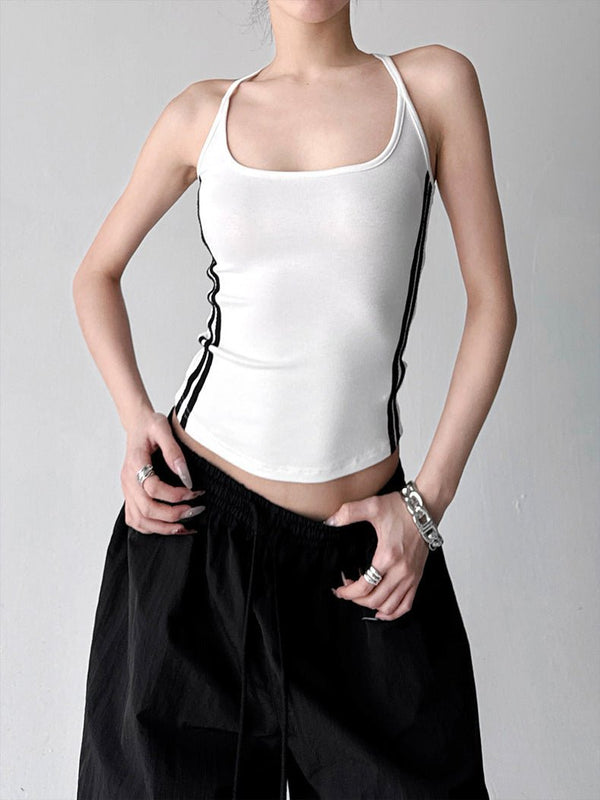 Contrast-Stripe Fitted Tank - CT6644 - COPPING THREADS - CT ORIGINALS