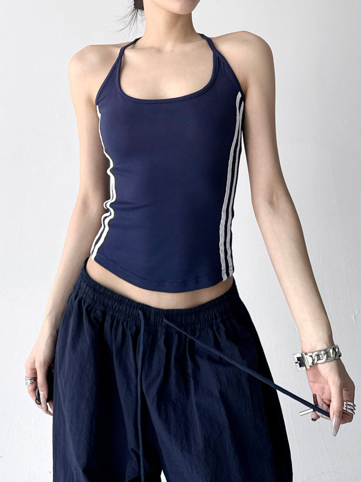 Contrast-Stripe Fitted Tank - CT6644 - COPPING THREADS - CT ORIGINALS