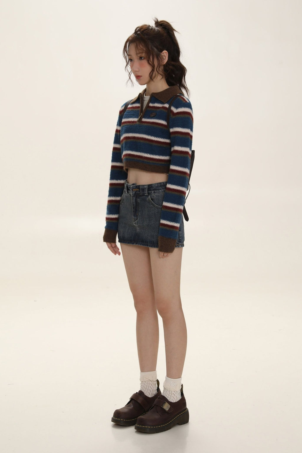 Contrast Stripe Polo Knit Sweater - COPPING THREADS - MOROMORO