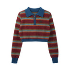 Contrast Stripe Polo Knit Sweater - COPPING THREADS - MOROMORO