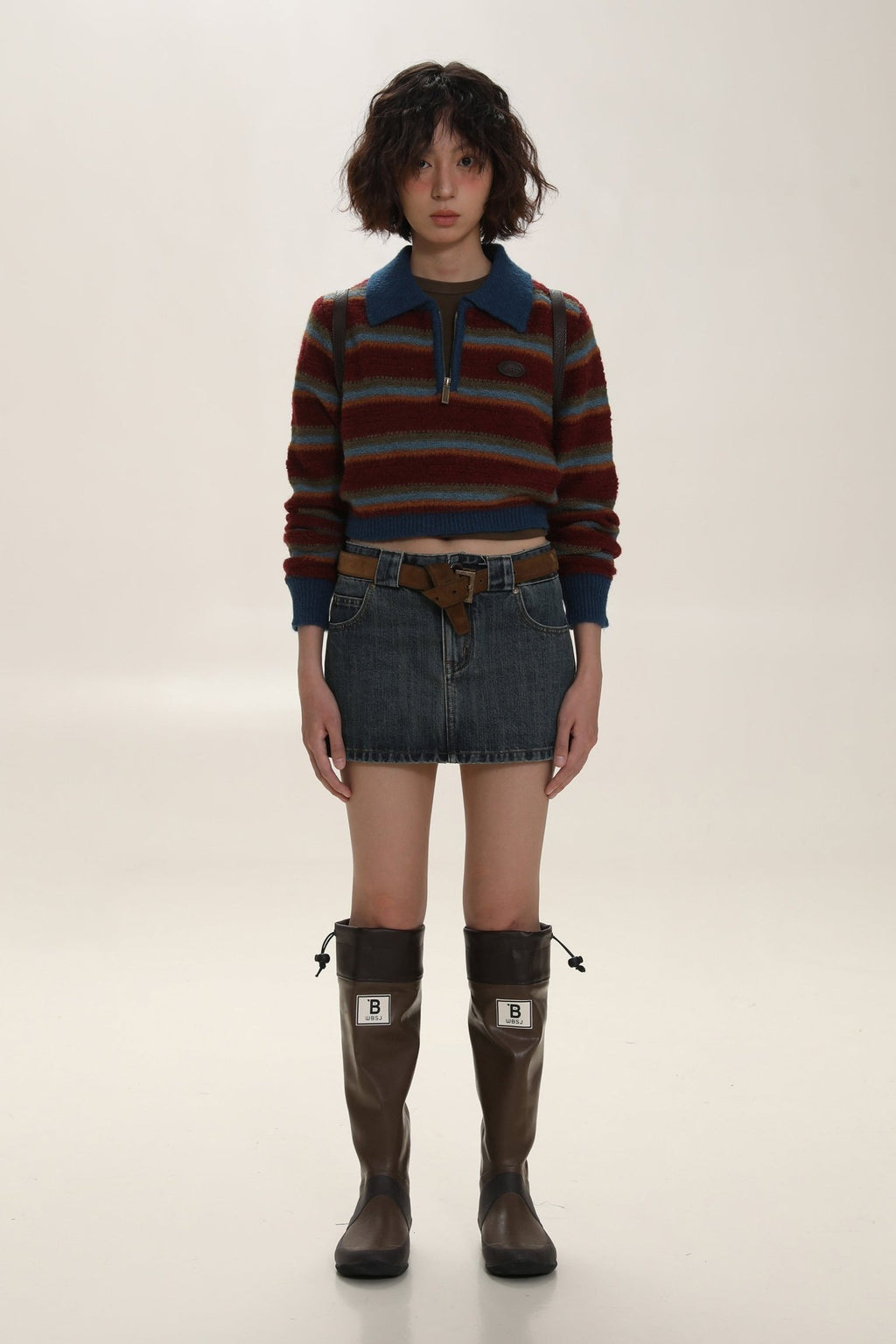 Contrast Stripe Polo Knit Sweater - COPPING THREADS - MOROMORO