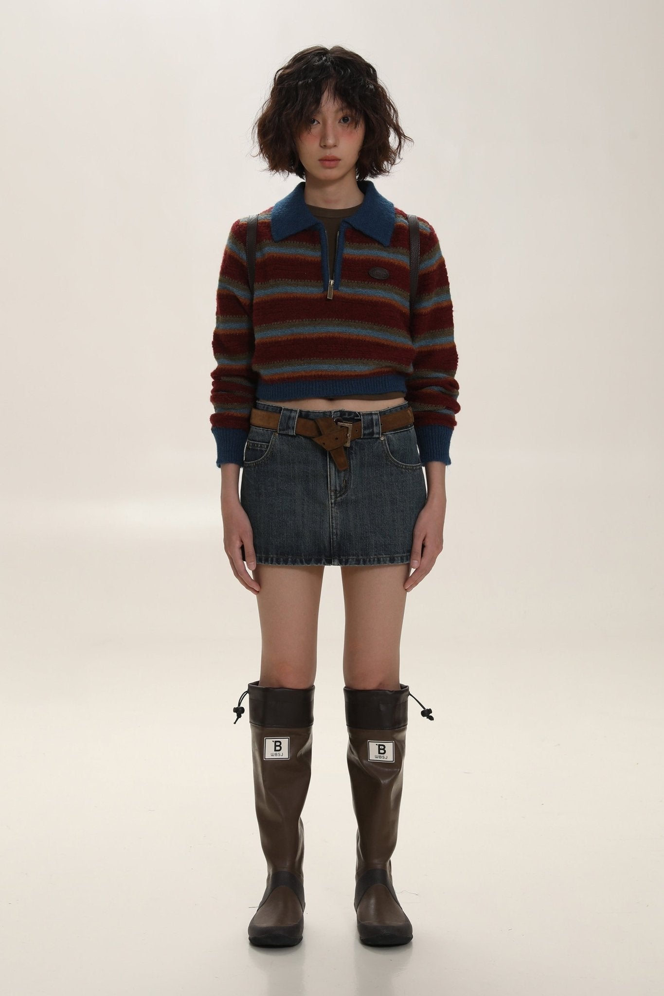 Contrast Stripe Polo Knit Sweater - COPPING THREADS - MOROMORO