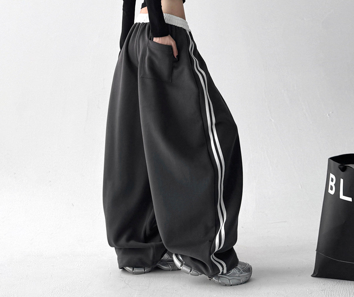 Contrast-Stripe Wide-Leg Sweatpants - CT52119 - COPPING THREADS - CT ORIGINALS