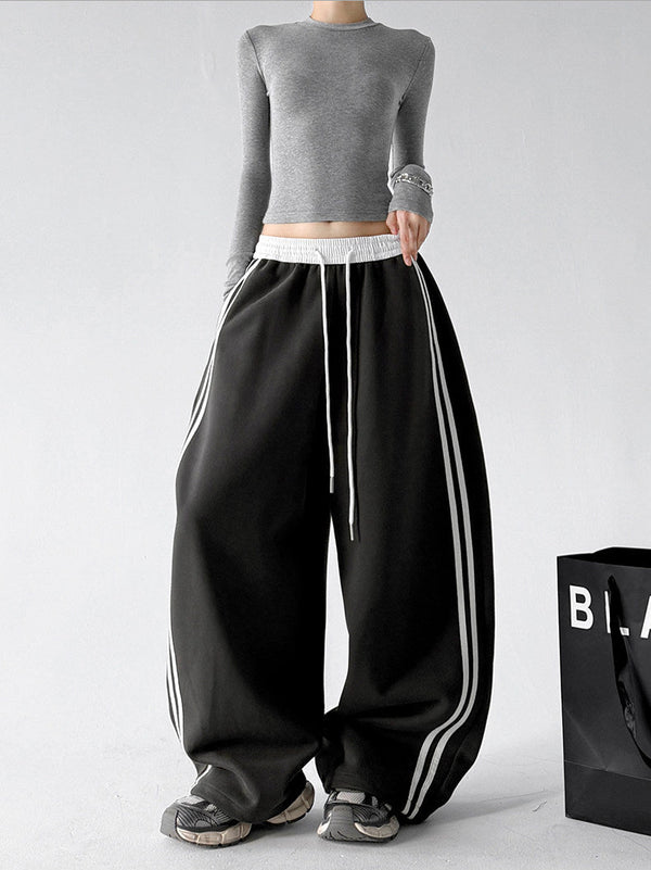 Contrast-Stripe Wide-Leg Sweatpants - CT52119 - COPPING THREADS - CT ORIGINALS