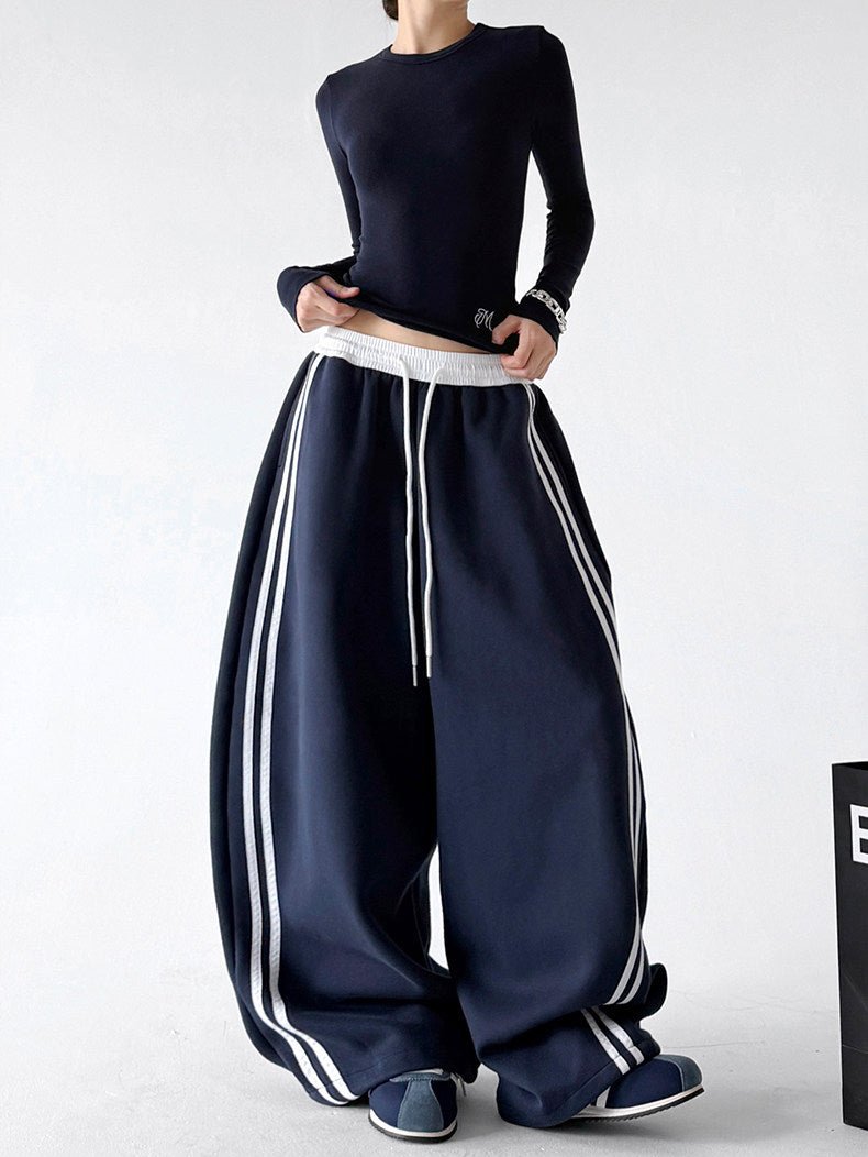 Contrast-Stripe Wide-Leg Sweatpants - CT52119 - COPPING THREADS - CT ORIGINALS