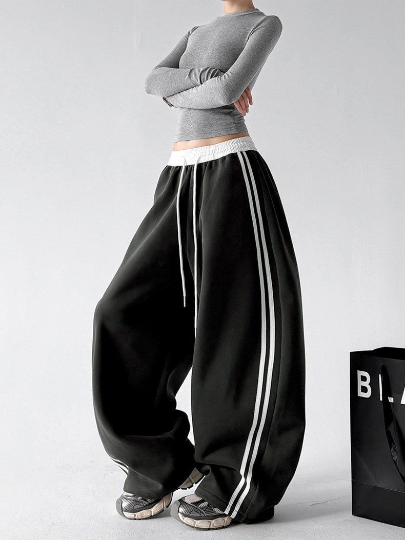 Contrast-Stripe Wide-Leg Sweatpants - CT52119 - COPPING THREADS - CT ORIGINALS