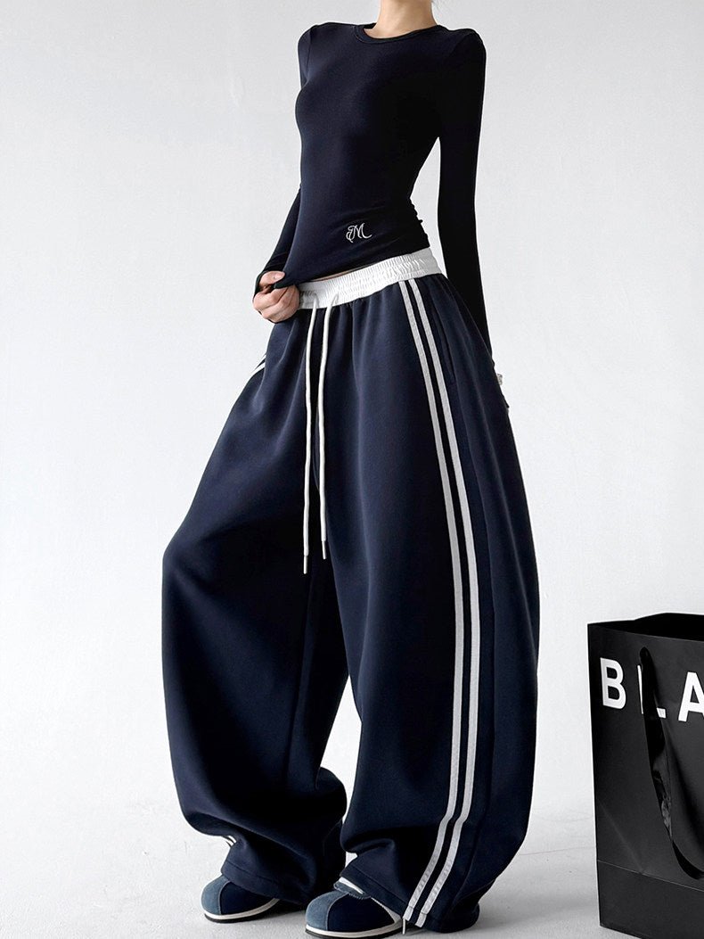 Contrast-Stripe Wide-Leg Sweatpants - CT52119 - COPPING THREADS - CT ORIGINALS