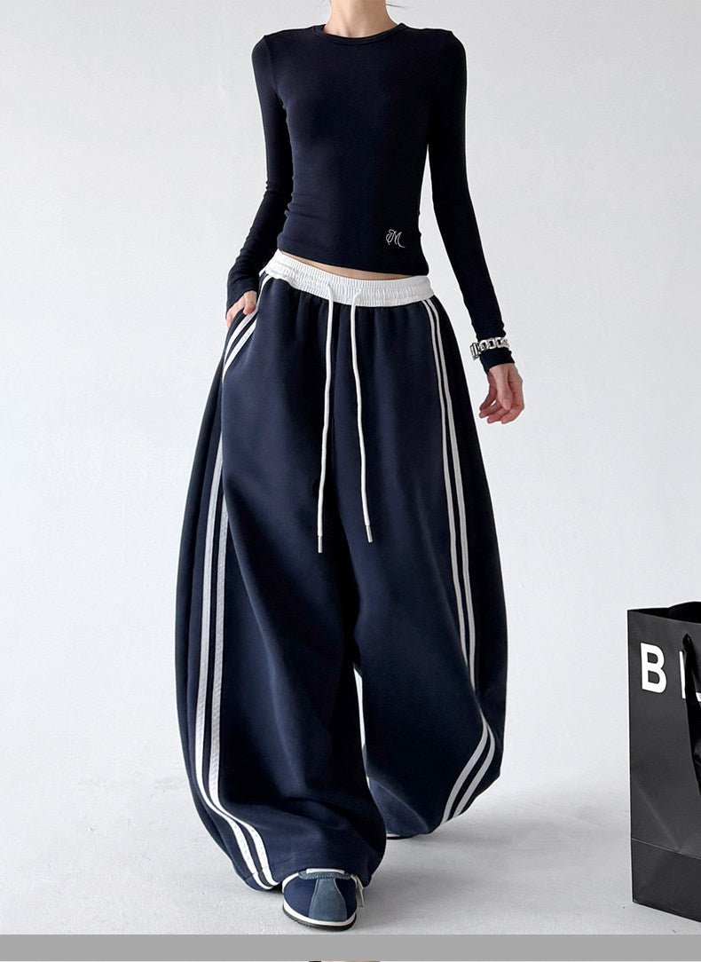 Contrast-Stripe Wide-Leg Sweatpants - CT52119 - COPPING THREADS - CT ORIGINALS