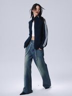 Contrast Stripe Zip - Up Track Jacket - COPPING THREADS - RAPPEYE