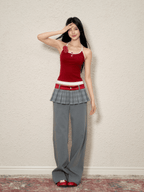 Contrast Trim Rose Halter Tank Top - COPPING THREADS - AGAM