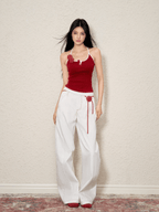 Contrast Trim Rose Halter Tank Top - COPPING THREADS - AGAM