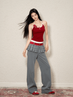 Contrast Trim Rose Halter Tank Top - COPPING THREADS - AGAM