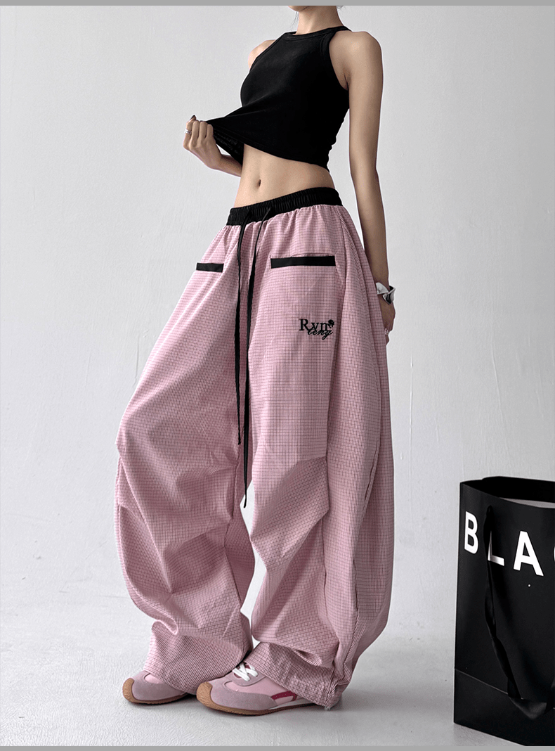 Contrast Trim Striped Baggy Parachute Pants - COPPING THREADS - CT Select