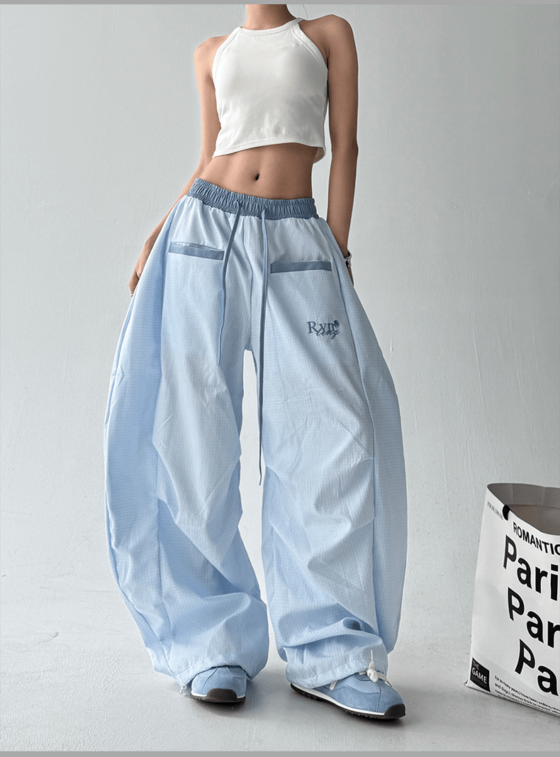 Contrast Trim Striped Baggy Parachute Pants - COPPING THREADS - CT Select