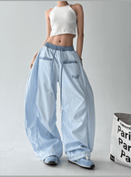 Contrast Trim Striped Baggy Parachute Pants - COPPING THREADS - CT Select