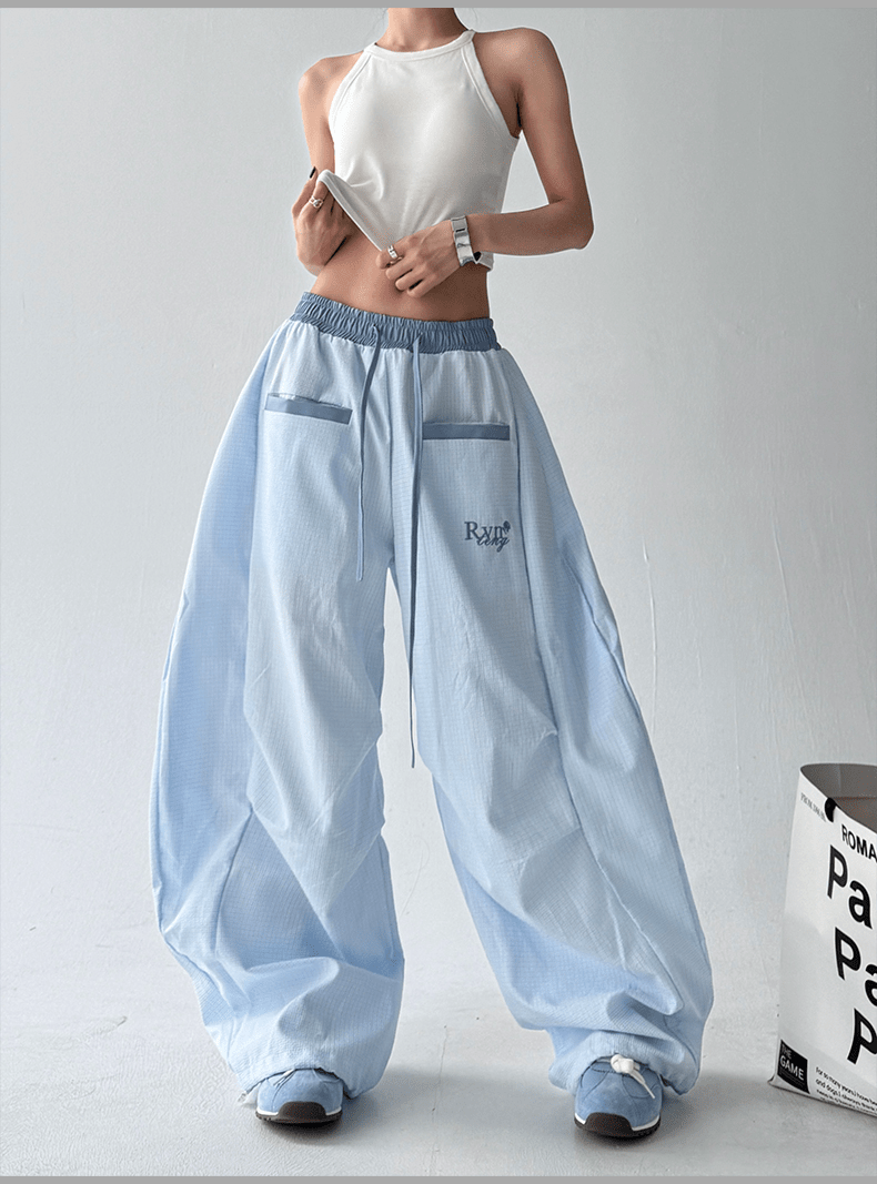 Contrast Trim Striped Baggy Parachute Pants - COPPING THREADS - CT Select