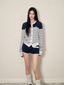 Contrast Trim Striped Knit Cardigan & Shorts Set - COPPING THREADS - AGAM
