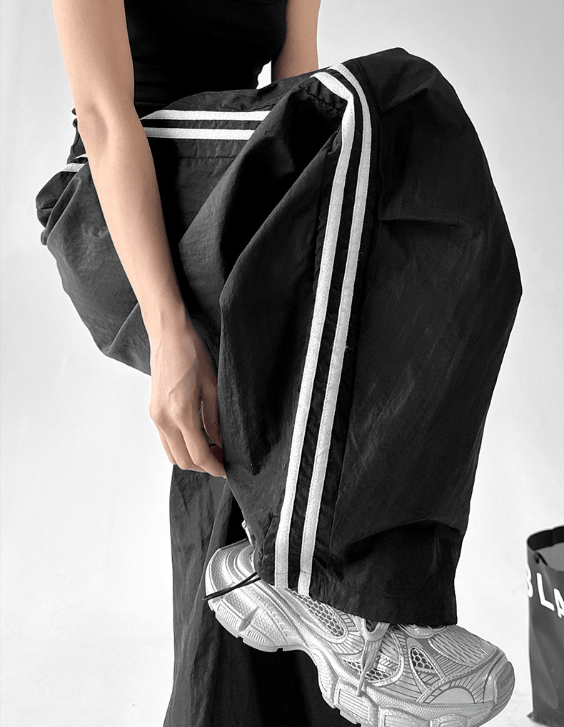 Contrast Triple - Stripe Nylon Wide - Leg Drawstring Pants – CT6654 - COPPING THREADS - CT Select