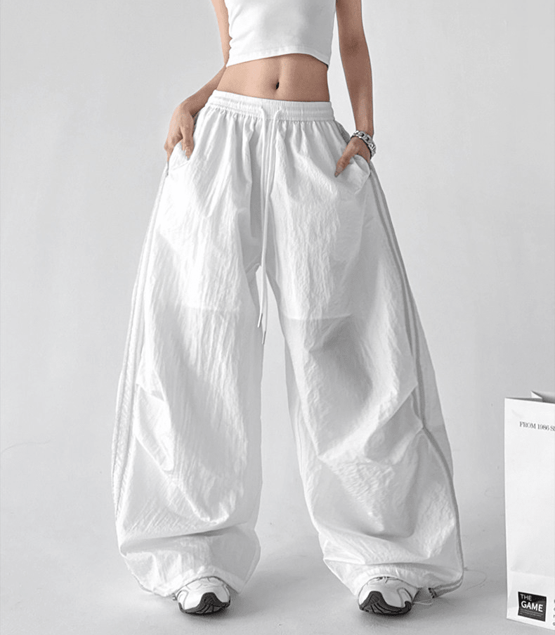 Contrast Triple - Stripe Nylon Wide - Leg Drawstring Pants – CT6654 - COPPING THREADS - CT Select