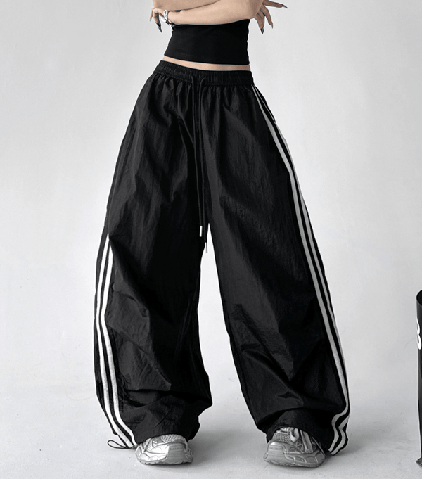 Contrast Triple - Stripe Nylon Wide - Leg Drawstring Pants – CT6654 - COPPING THREADS - CT Select