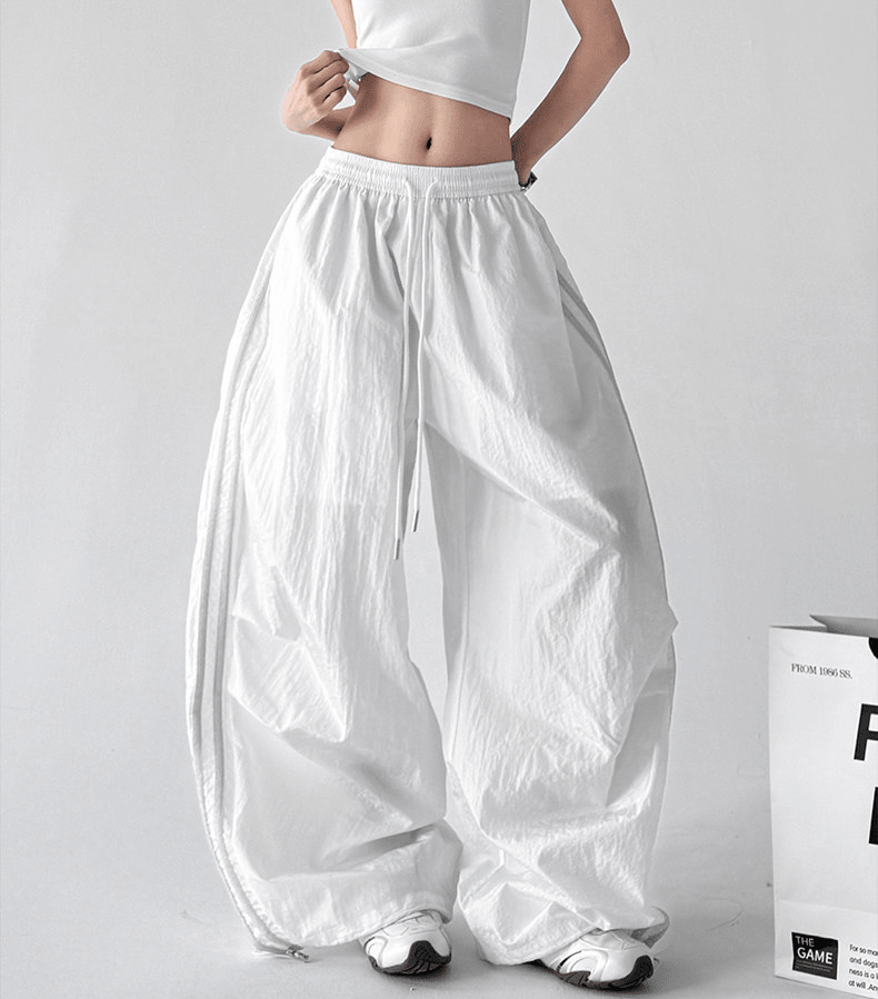 Contrast Triple - Stripe Nylon Wide - Leg Drawstring Pants – CT6654 - COPPING THREADS - CT Select