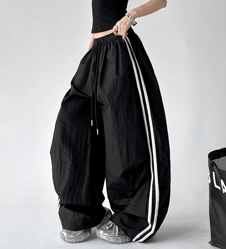 Contrast Triple - Stripe Nylon Wide - Leg Drawstring Pants – CT6654 - COPPING THREADS - CT Select