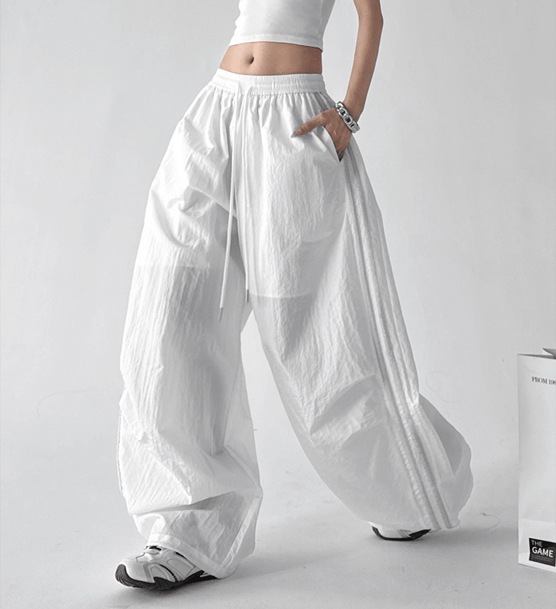 Contrast Triple - Stripe Nylon Wide - Leg Drawstring Pants – CT6654 - COPPING THREADS - CT Select