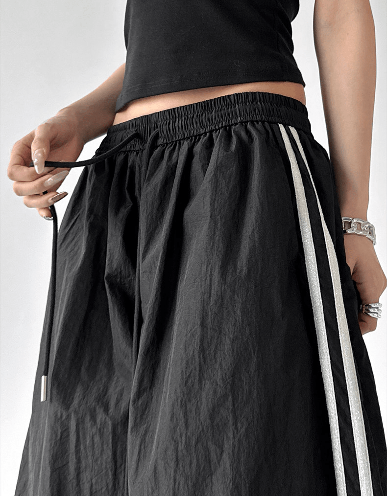 Contrast Triple - Stripe Nylon Wide - Leg Drawstring Pants – CT6654 - COPPING THREADS - CT Select